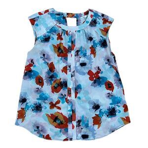 Rebecca Taylor Women's Floral Silk Blouse Size 6 Sleeveless Casual